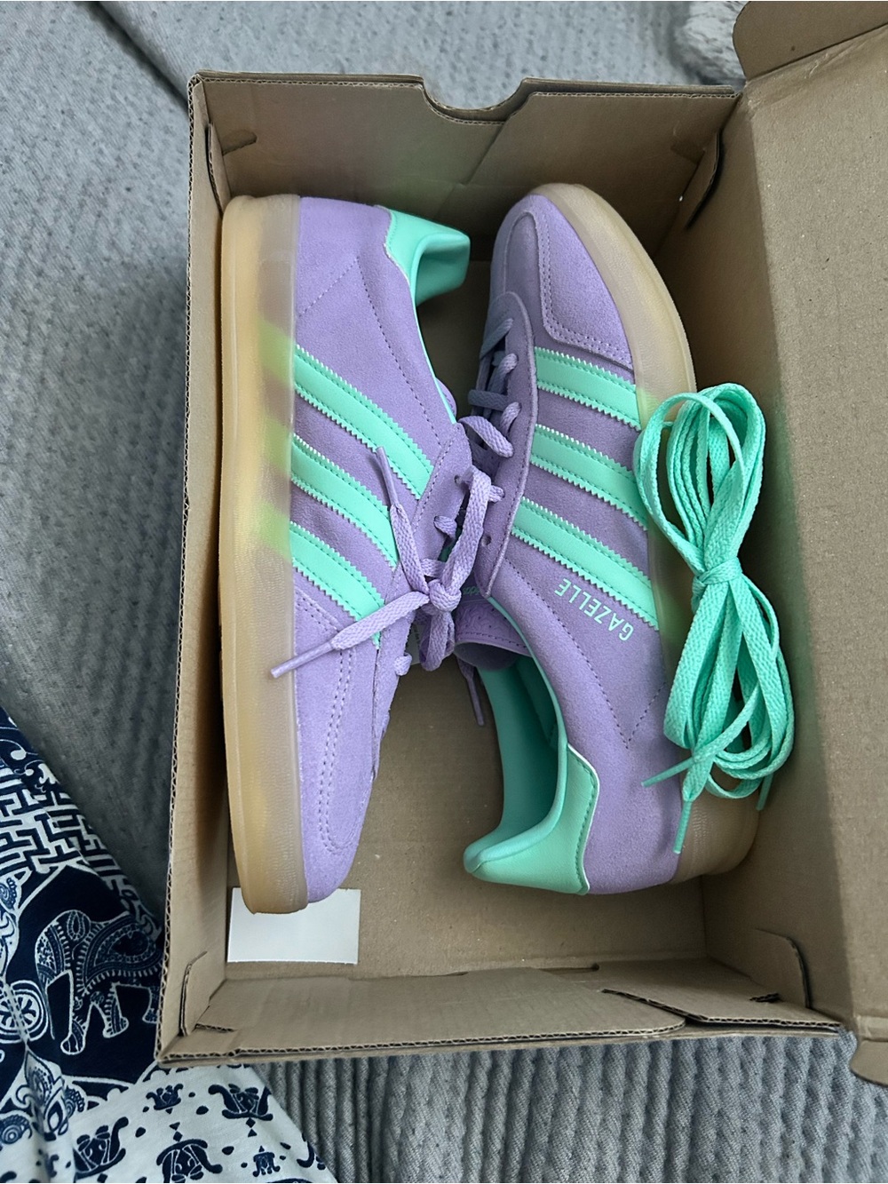 adidas Gazelle Women’s Pink & Mint Suede Sneakers.